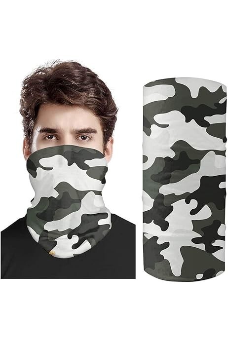 Neck Gaiter Face Mask Fishing Sun Headwear Protection Black White Gray Camo