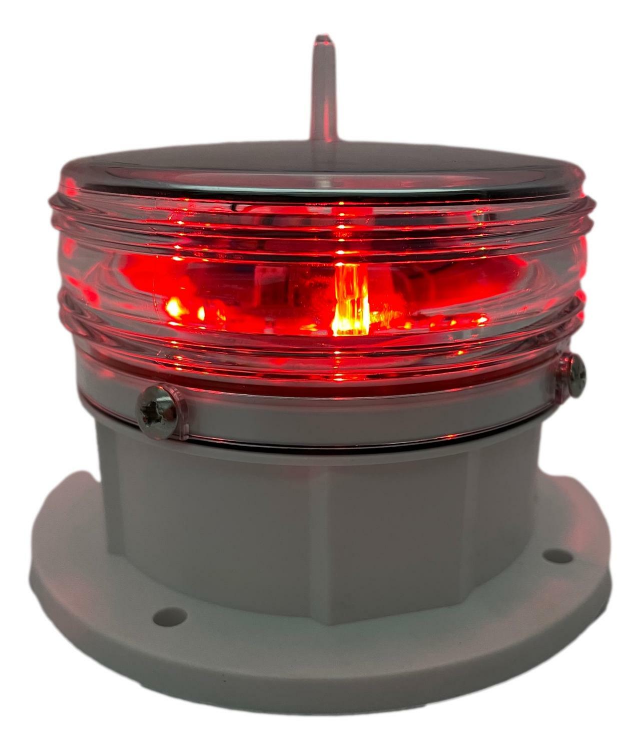 Marine Solar Warning Light - RED LED Marine Dock Barge Safety Beacon Light 2NM