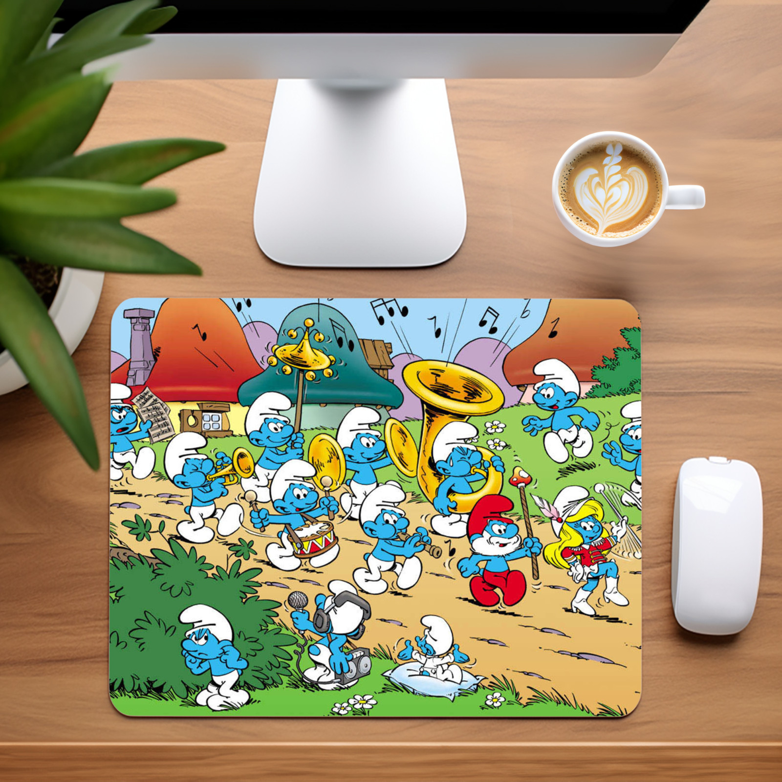 Smurfs Custom Non-Slip Neoprene Mouse Pad Home Office