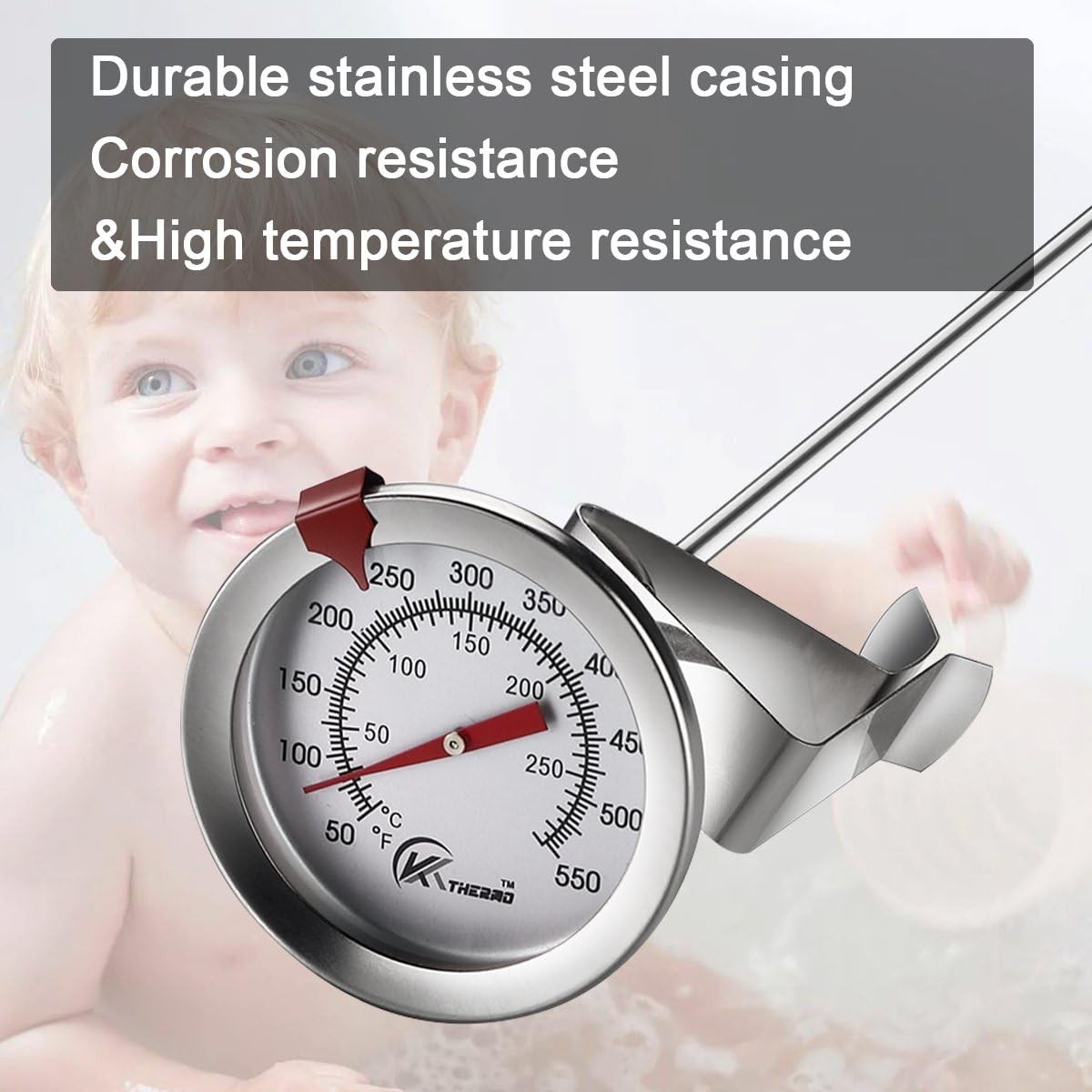 Candy/Deep Fry Thermometer with Instant Read,Dial Thermometer,2" Stainless St...