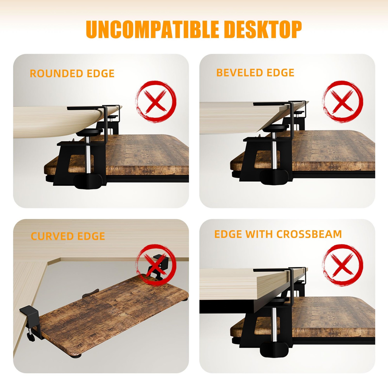 Keyboard Tray Under Desk, Pull Out Keyboard Tray with Clamp Mount, 25.6" (29....