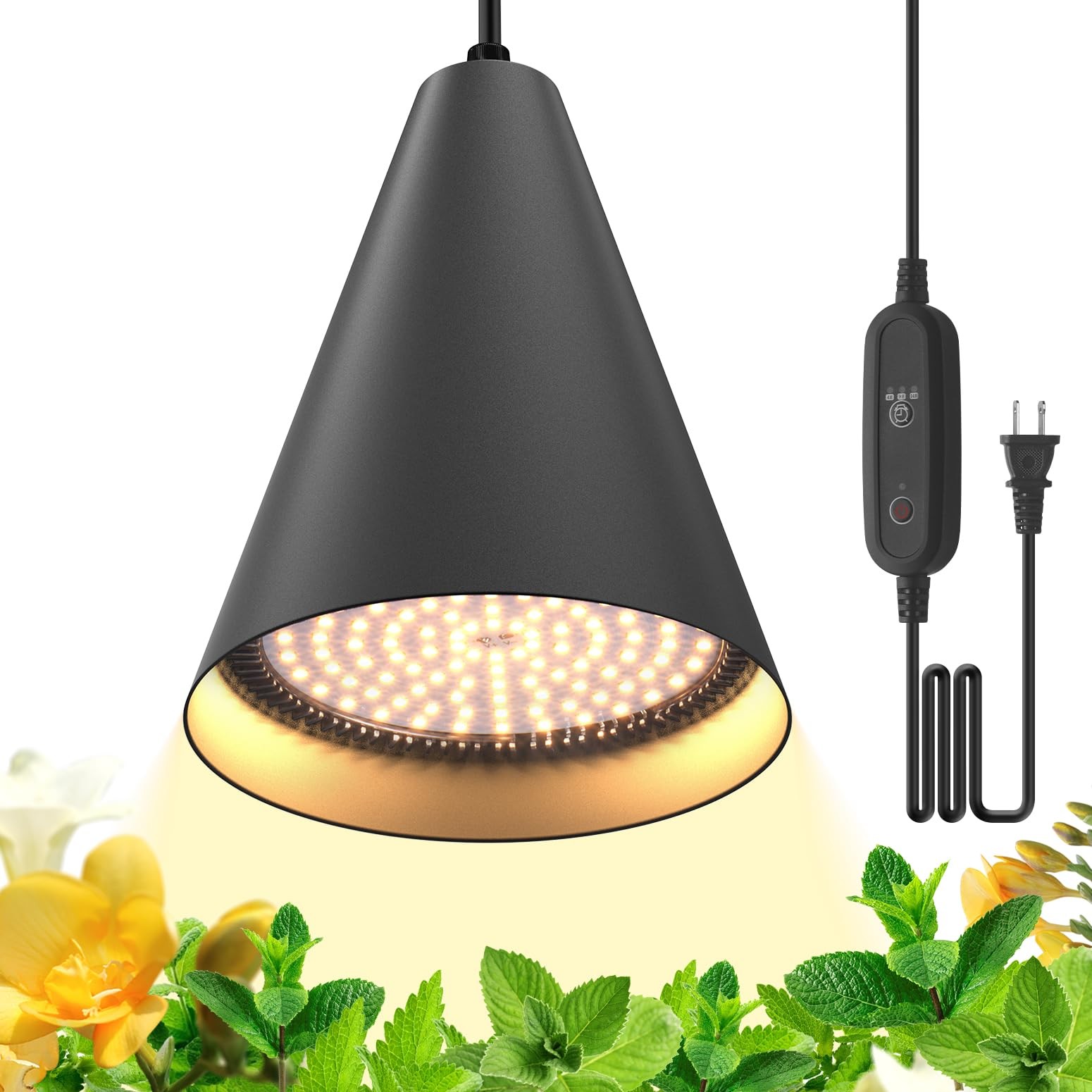Bstrip Hanging Grow Lights for Indoor 3000K, Black Cover with 3000K Light