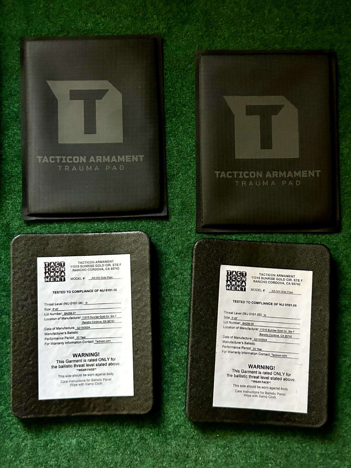 Tacticon Armament Side Plates 6"x8" with Trauma Pads and RTS Tactical Pouches