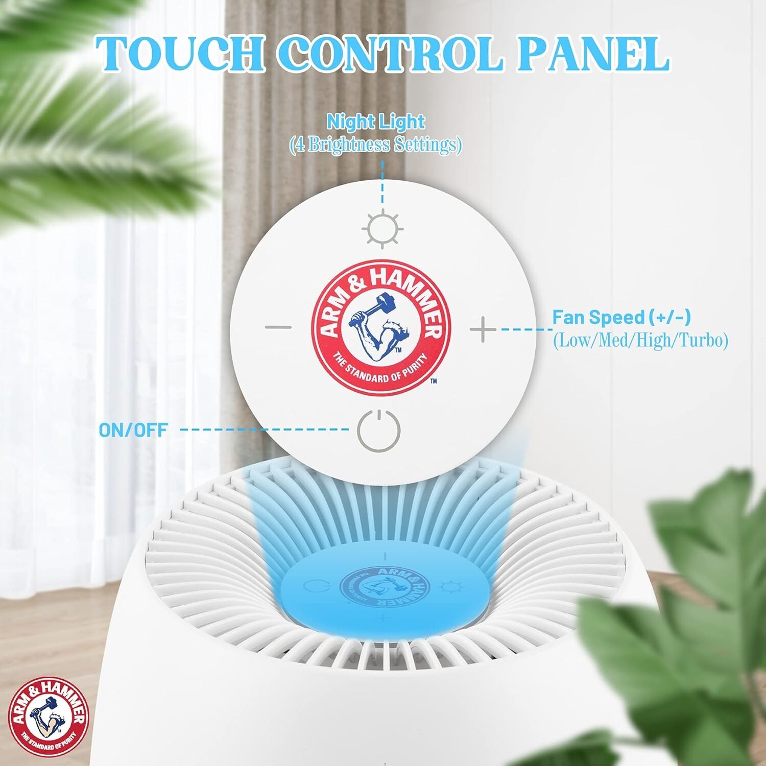 Arm & Hammer, AH301W HEPA Desktop Air Purifier for Home Office, Pearl White