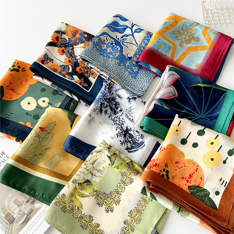 Luxury Satin Silk Neck Scarf Hijab Head Shawl Hair Wrap Women Girl Bandana 70*70