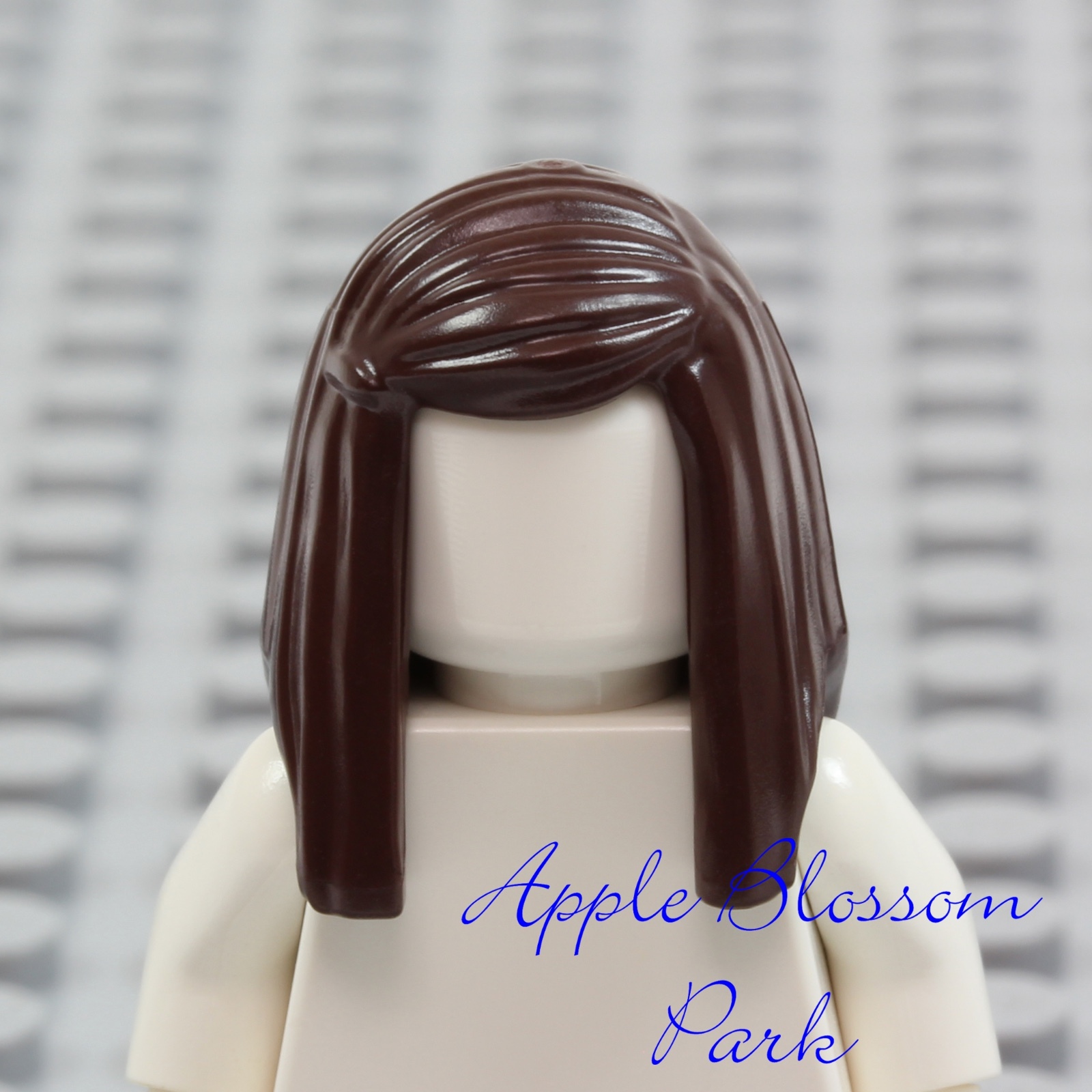 NEW Lego Female Girl Minifig Long Dark BROWN HAIR - Straight Side Part Head Gear
