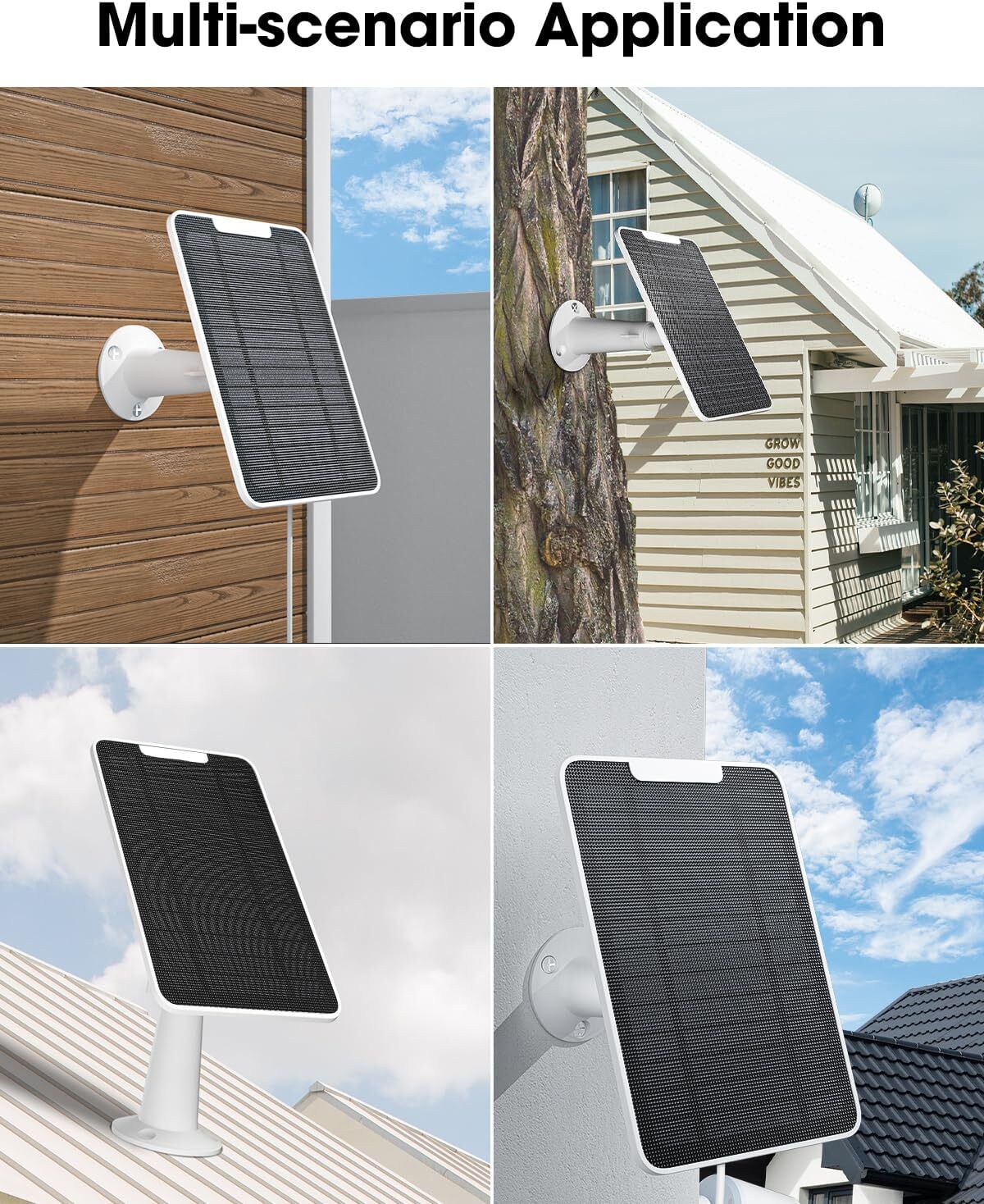 4Pcs Solar Panel Charger Compatible with Google Nest Camera Outdoor +13ft Cable