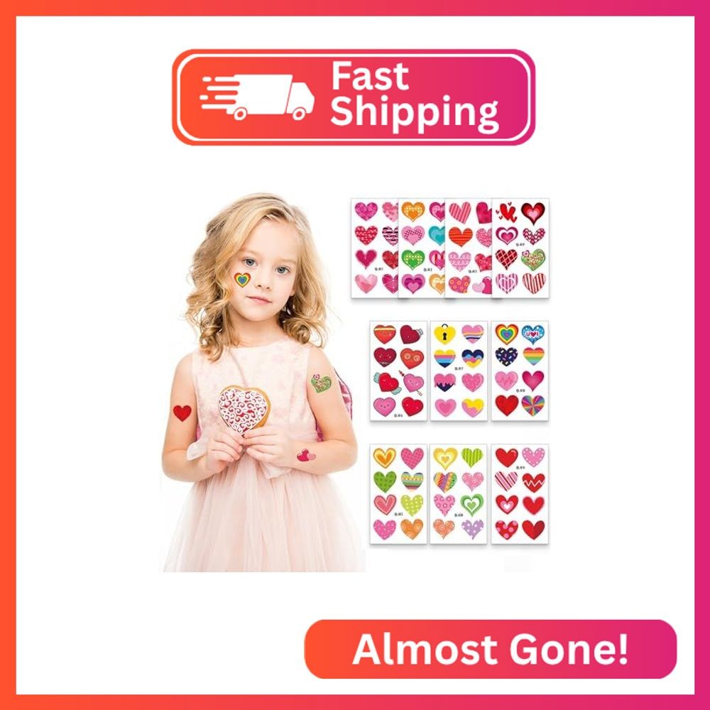 Y&C TENCOB Heart Temporary Tattoos | valentines day tattoos temporary Kids Teena