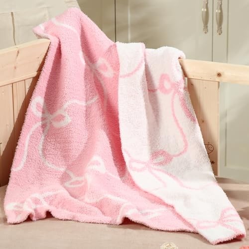 Baby Blanket for Girls Coquette Baby Receiving Blankets Lightweight Pink Bow
