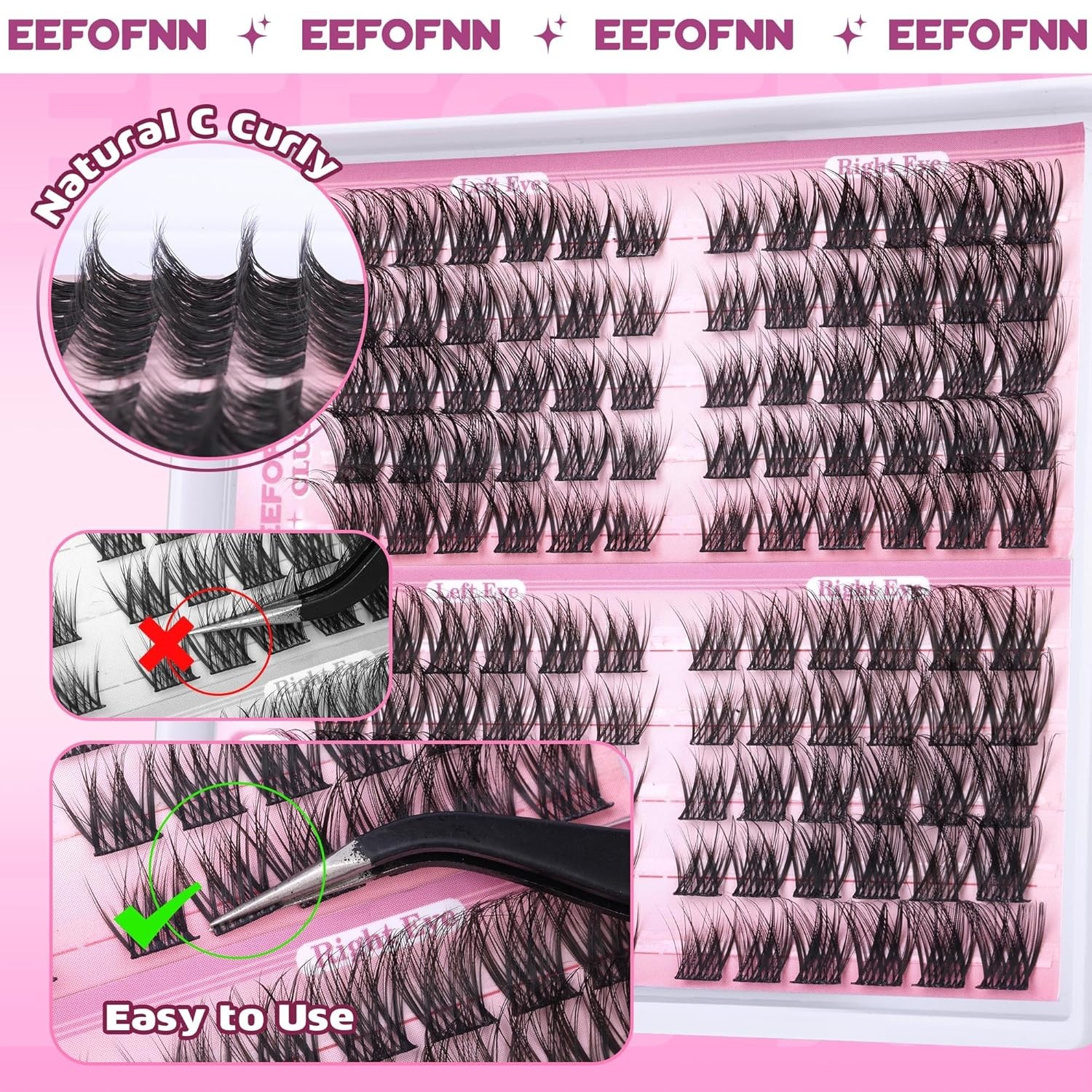 Wispy Lash Clusters Natural Eyelash Clusters C-Curly Cluster Eyelash Extensions