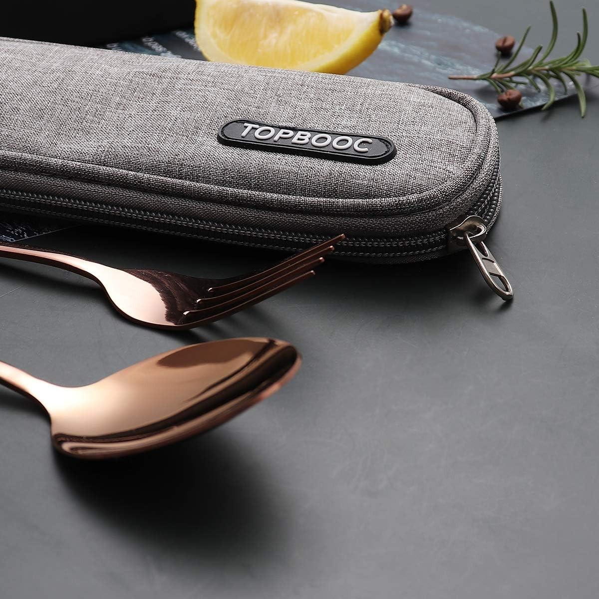 Lightweight 8-Piece Stainless Steel Cutlery Set for Camping & Travel - Rose Gold