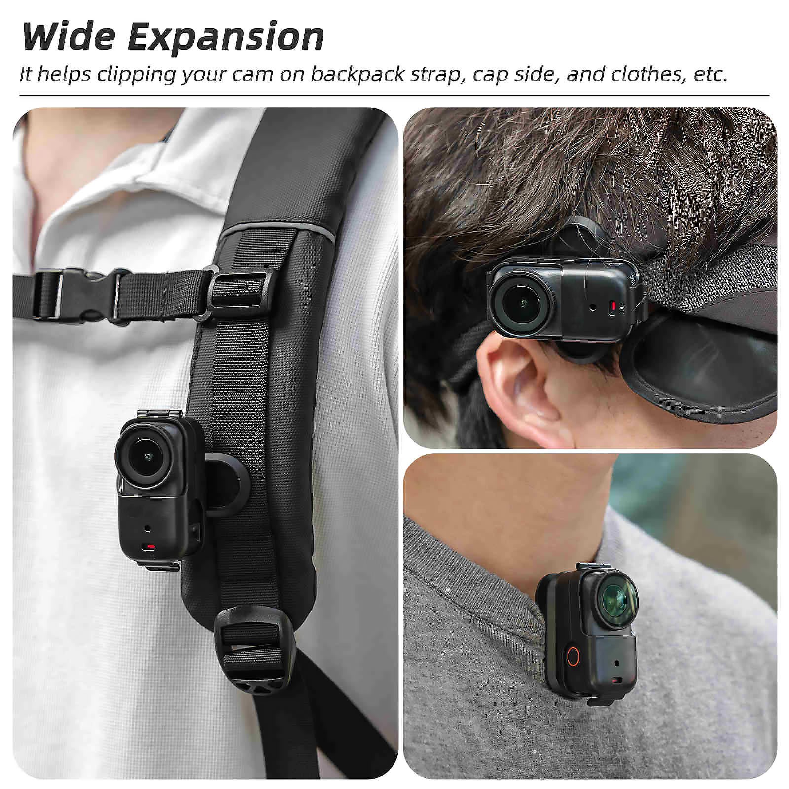 For DJI Osmo Nano Backpack Strap Mount Clip, Portable 360 Rotation Strong Grip