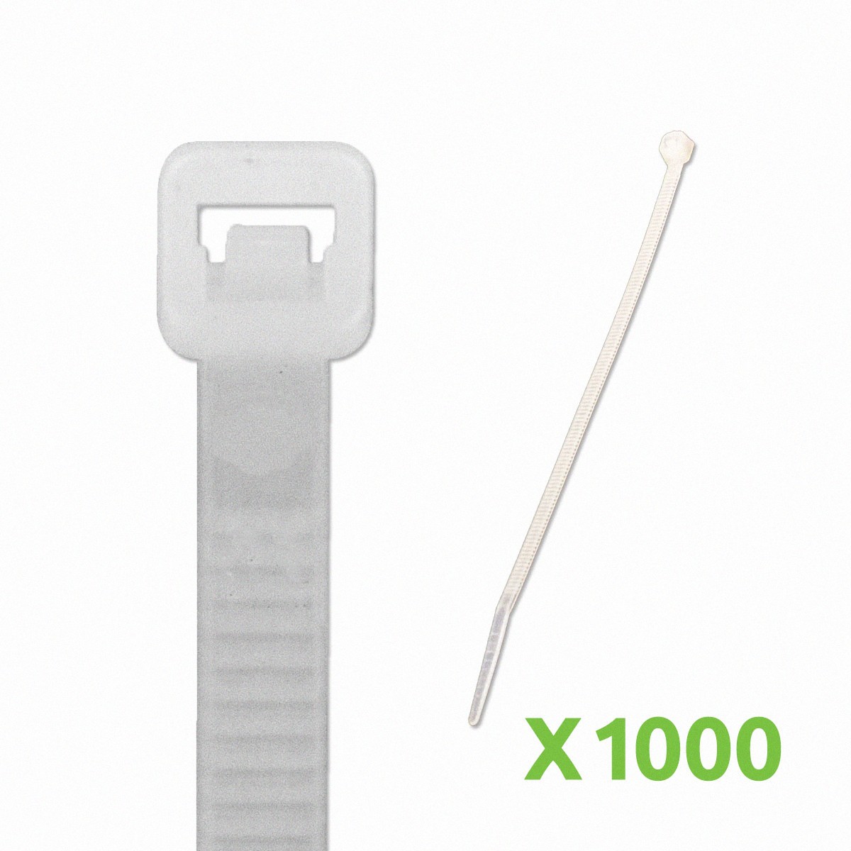 6 Inch Nylon Cable Wire Zip Tie 50 lbs - Natural White 1000 Pack Lot Pcs Qty