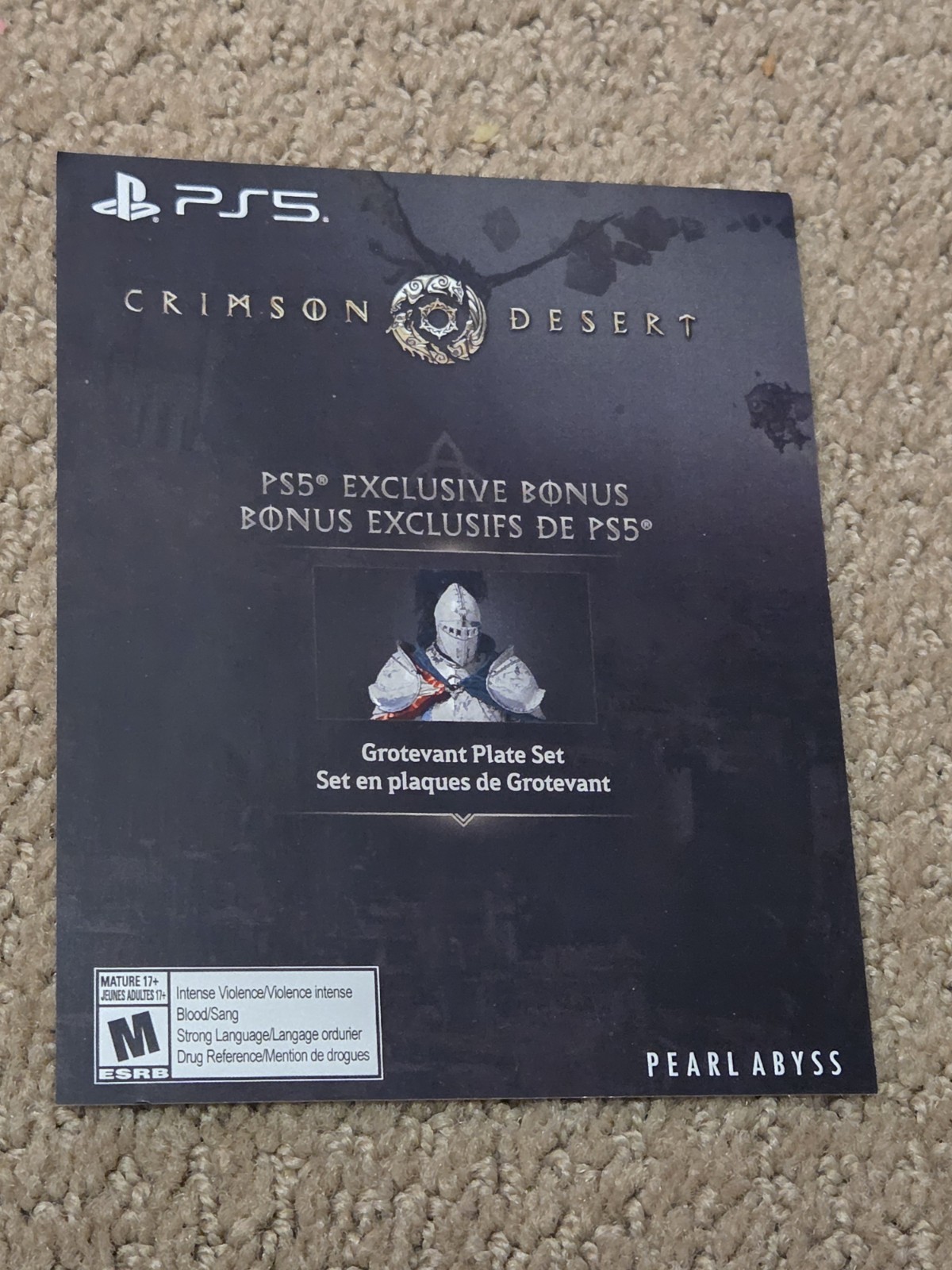 CRIMSON DESERT DLC PRE ORDER BONUS CODE ONLY PS5