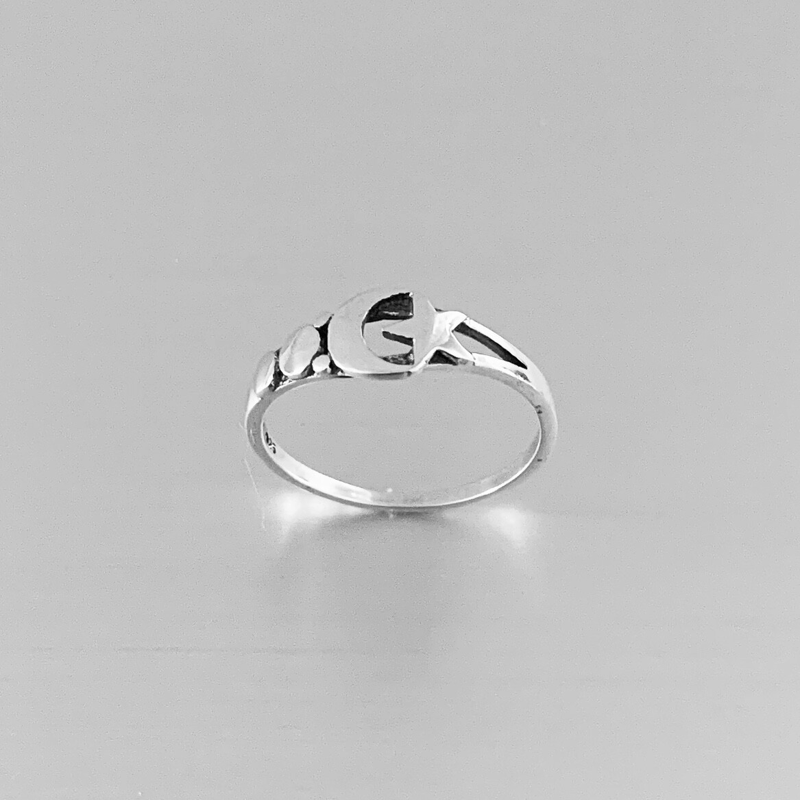 Sterling Silver Small Moon and Star Ring, Minimalist Silver Rings