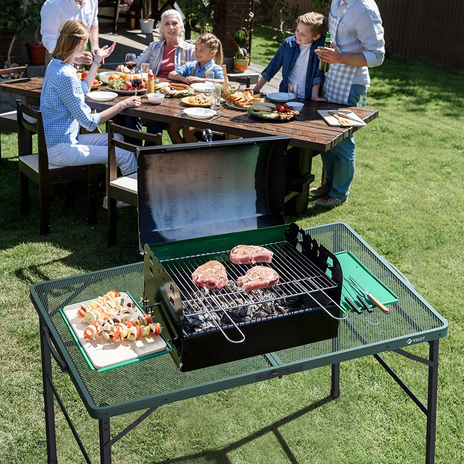 3ft Portable Folding Camping Table Picnic Grill Table w/Aluminum Adjustable Legs