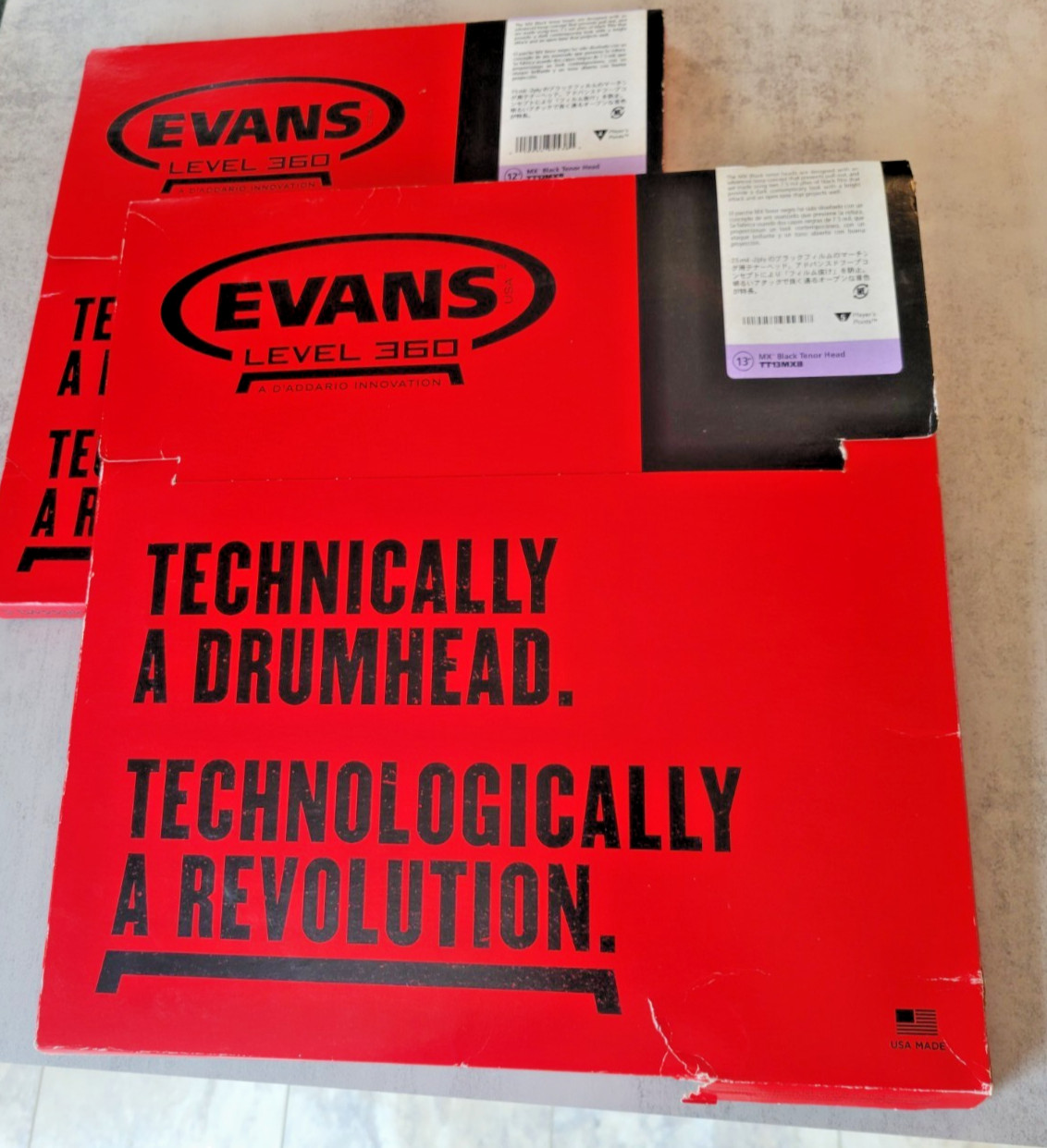 LOT OF 2 Evans Level 360 12” & 13” MX Black Tenor Heads TT12MXB TT13MXB