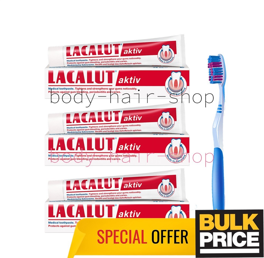 Lacalut Aktiv Medical Toothpaste Strengthens Stop Bleeding Sensitive Gums 3-Pack