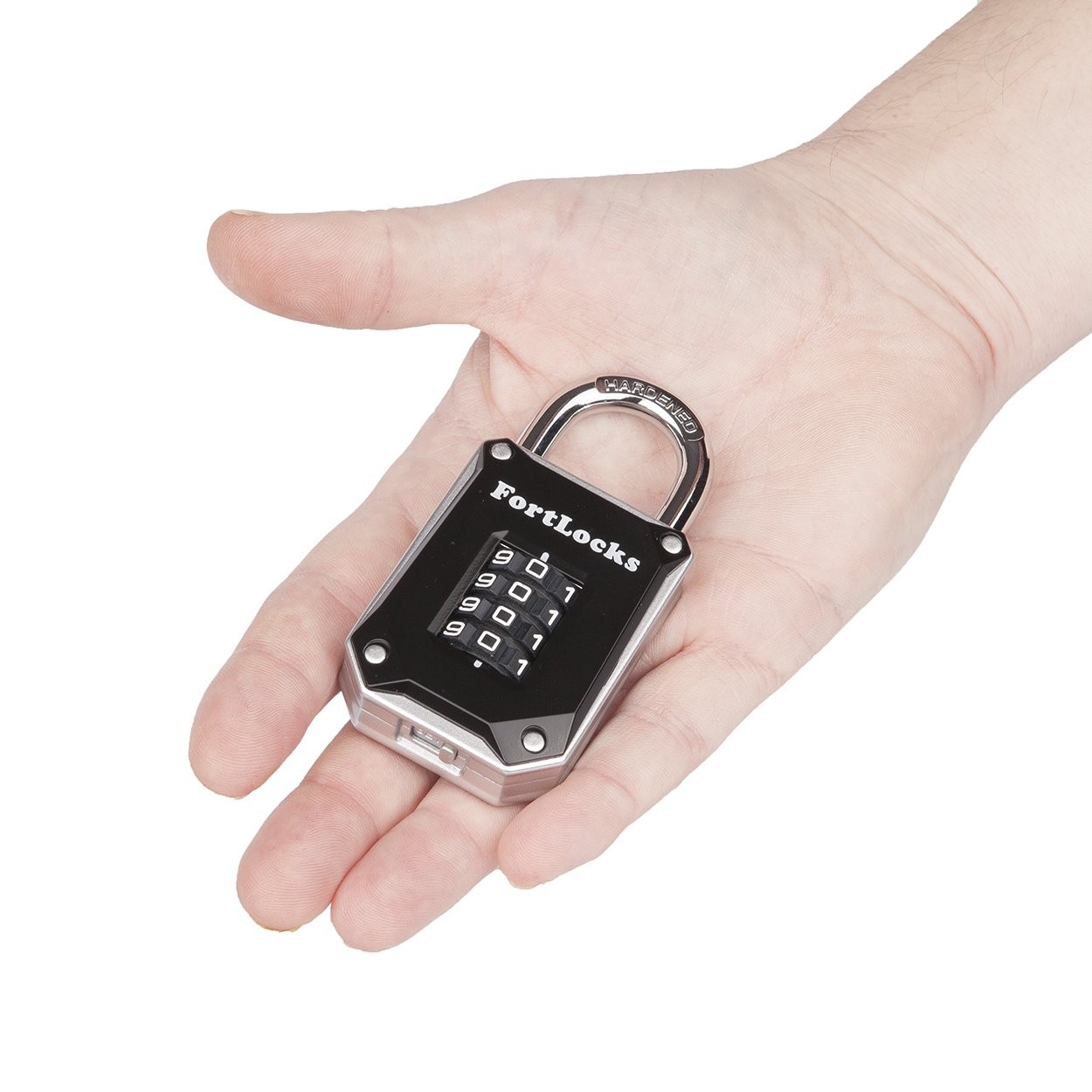 FortLocks 2 Pack Combination Lock, 4 Digit, Waterproof, Resettable, Silver