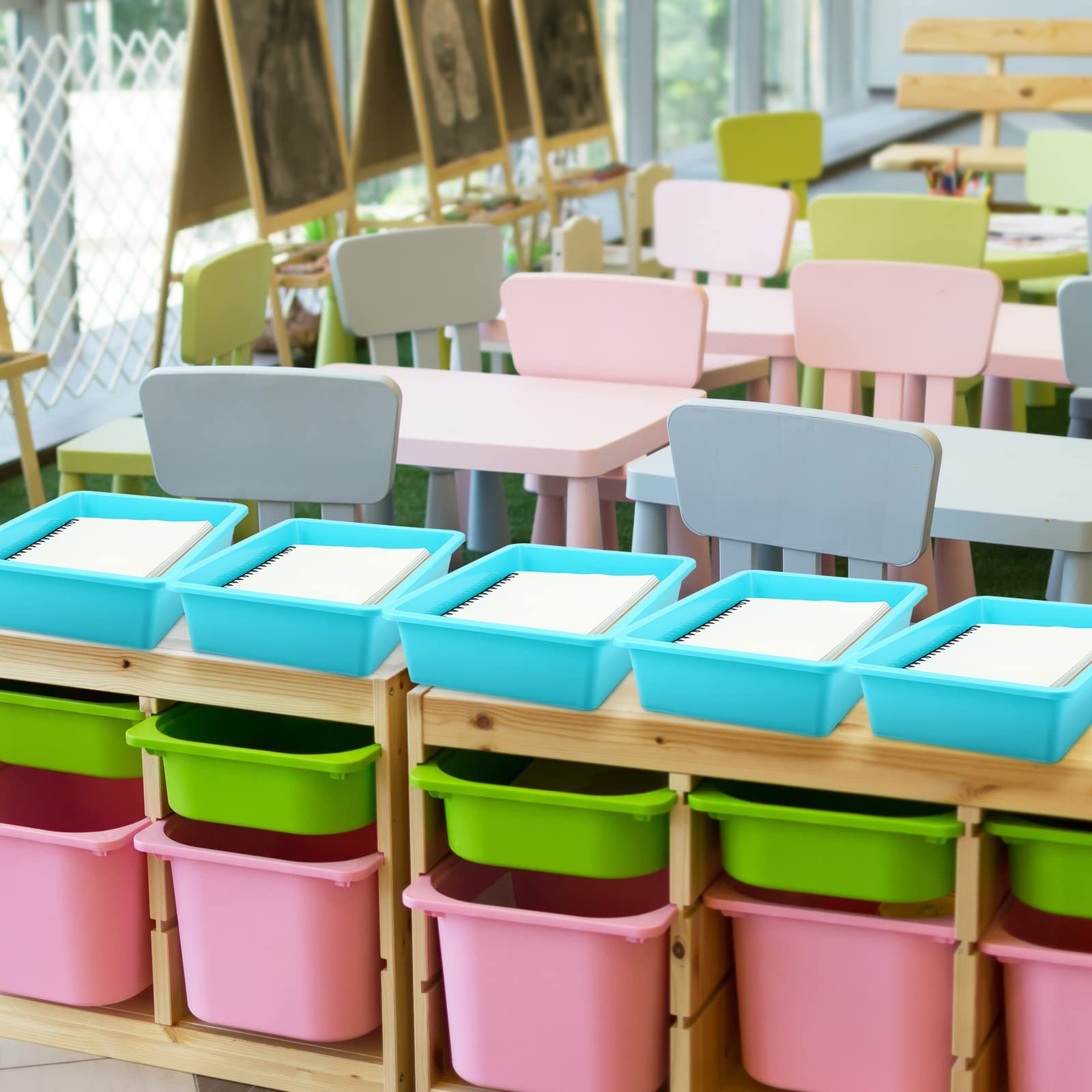 10 PCS Flat Storage Tray Organizer Bin Letter Size Paper Classroom Stackable