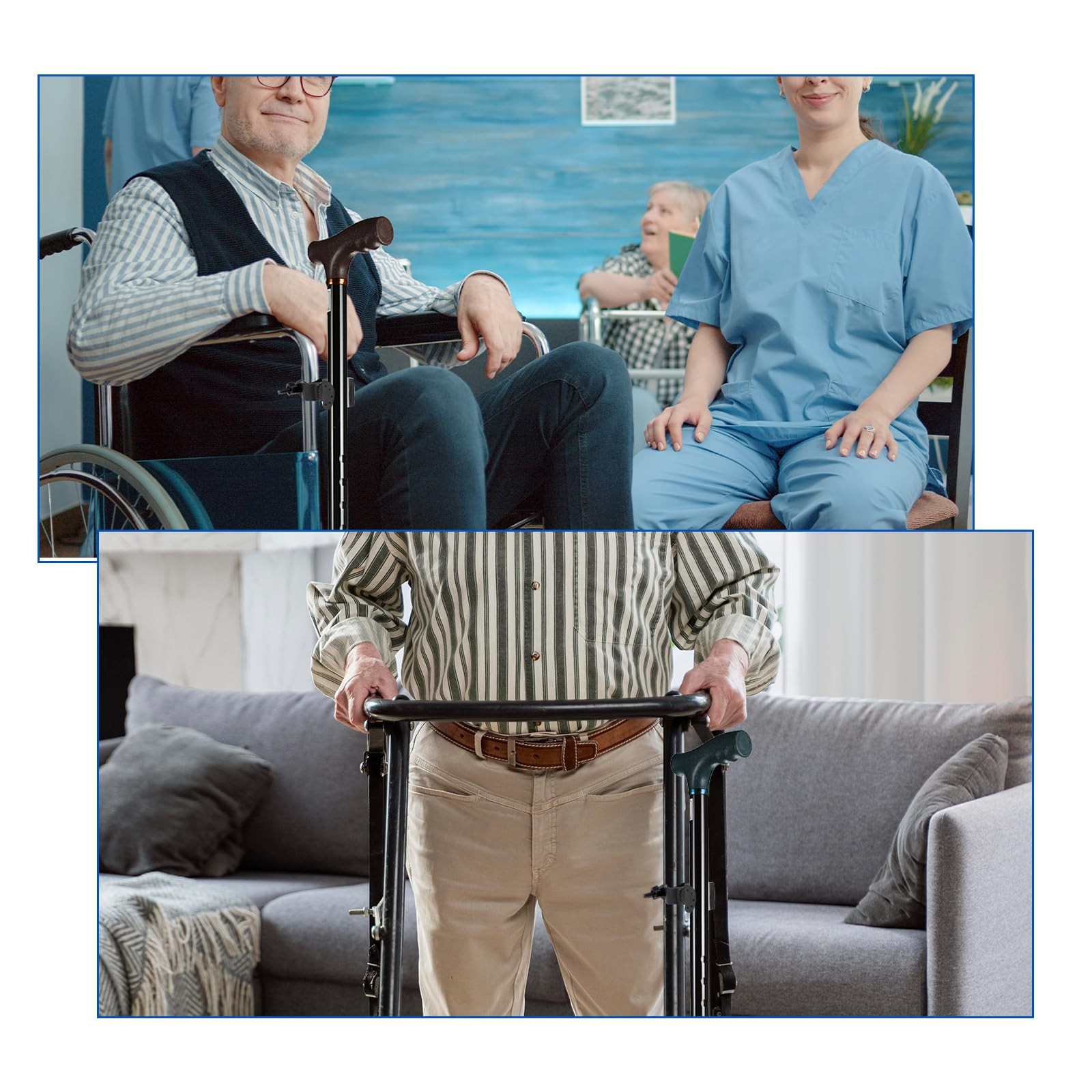 Piriuuo 2 Pcs Cane Holder for Walker, Universal Rollator...