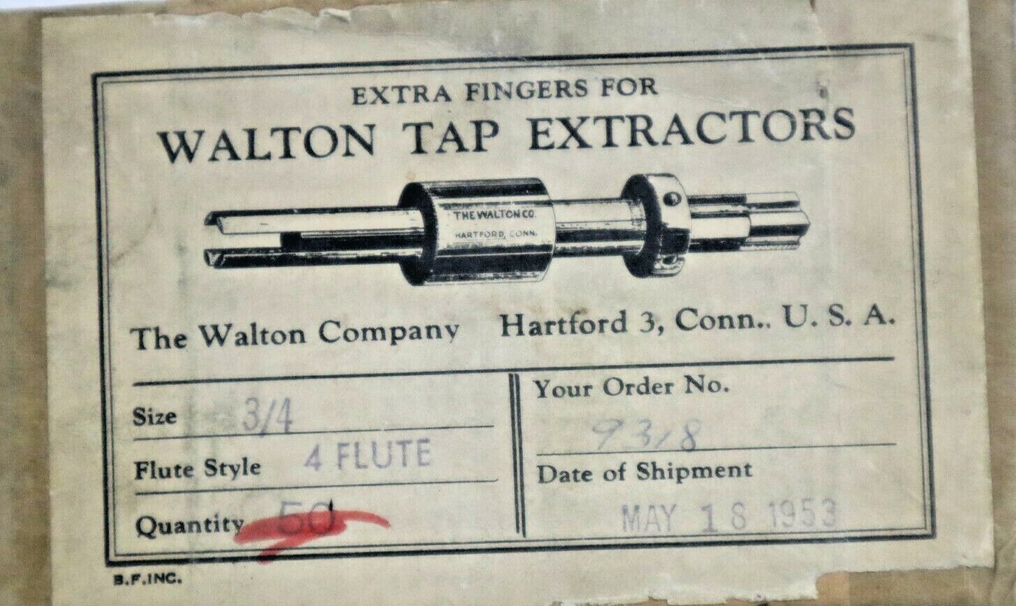 2 PCS 3/4", 4 FLUTE WALTON TAP EXTRACTOR REPLACEMENT FINGERS D507