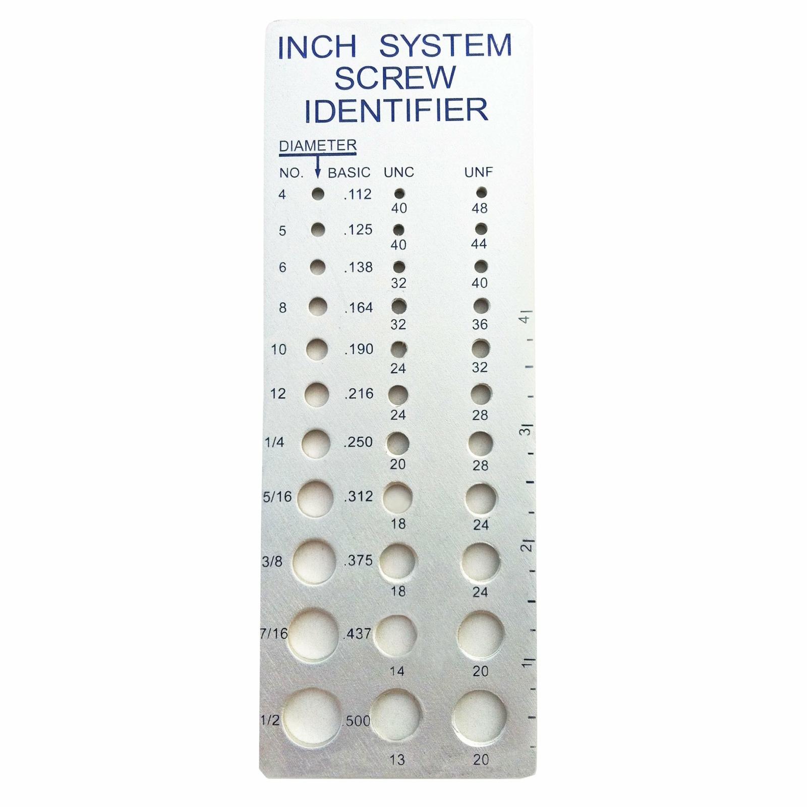 SAE/Inch Screw Checker (#4 to 1/2") - Made in USA