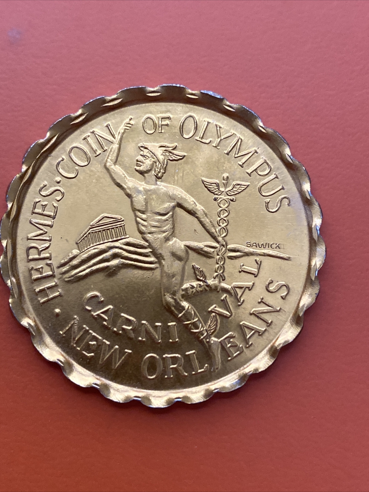 1993 MARDI GRAS HERMÈS COIN OF OLYMPUS ‘BEAUTY BEAST’ NEW ORLEANS (g)