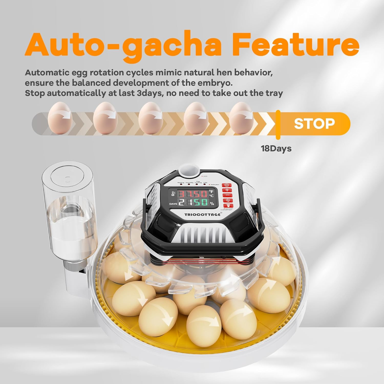 Incubators for Hatching Eggs, 12–18 Egg Capacity Digital Egg Incubator with Auto