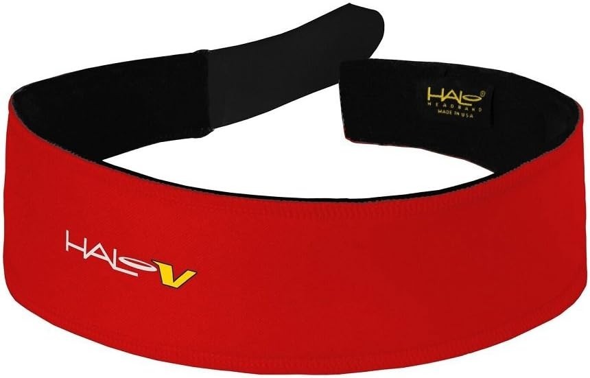 Halo Headband V Sweatband Hook and Loop - RED - Adjustable - Made in USA