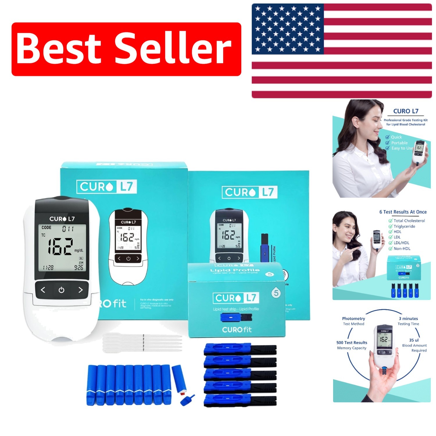 Compact Cholesterol Testing Kit - Accurate Home Testing with User-Friendly Guide