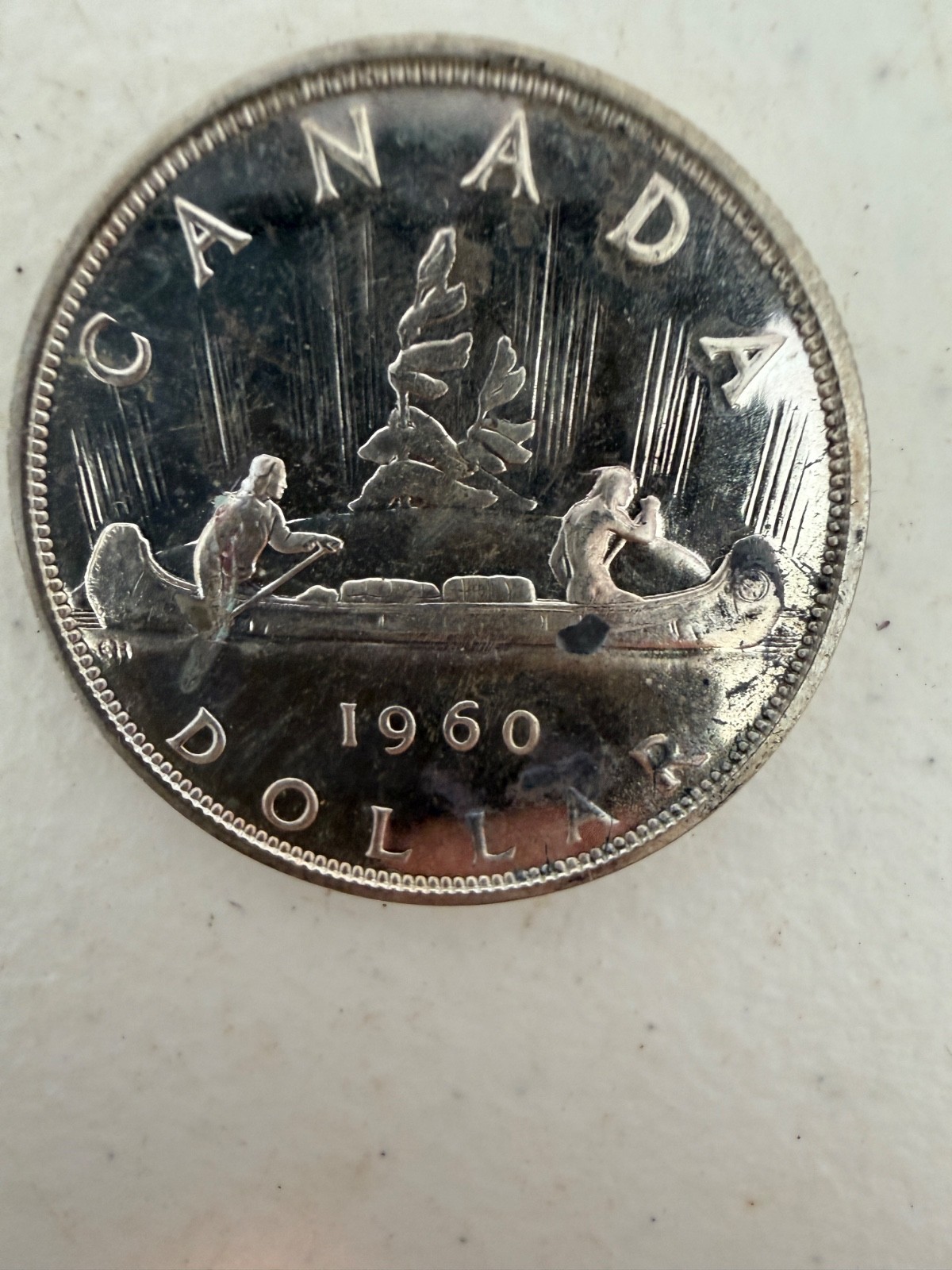 1960 Canadian silver dollar coin