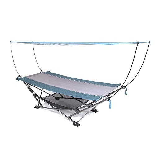 Collapsible Portable Folding Hammock with Removable Canopy - Teal With Canopy