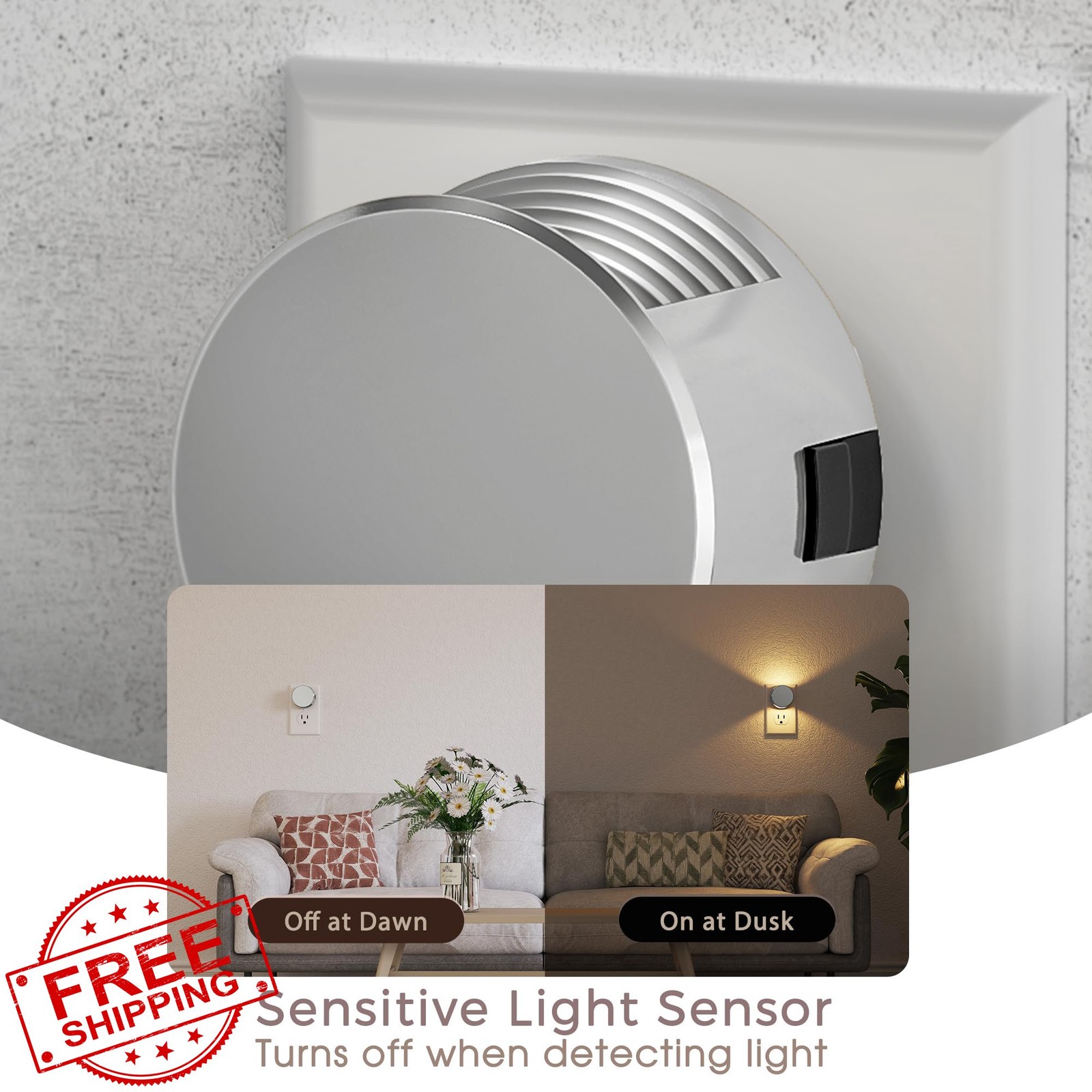 Briignite 2 Pack Warm White Plug-in Night Light