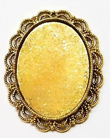 4 of 40x30mm Antique Gold Deco Victorian Ribbon &Lace Scroll Pendant Settings