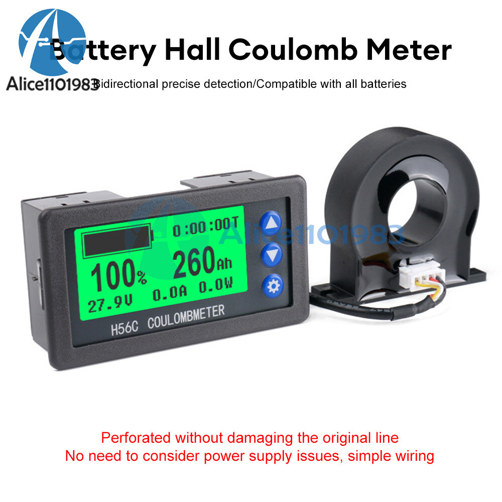 DC 9-100V 50-400A Battery Hall Coulometer Voltmeter Ammeter Coulomb Meter