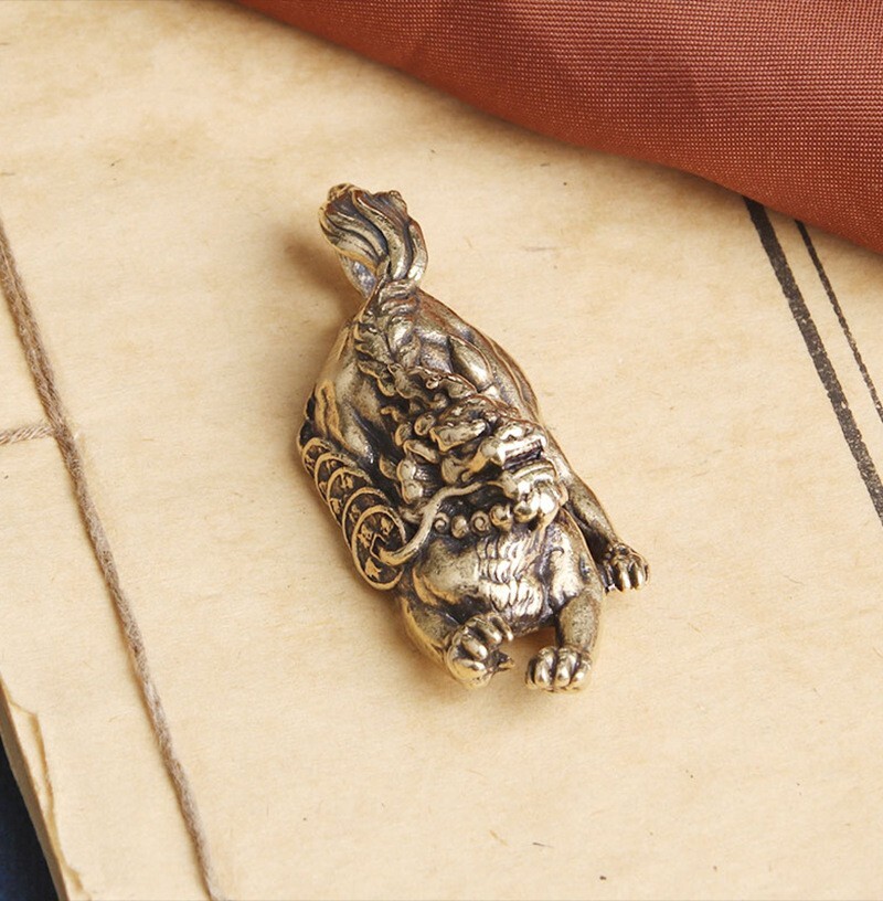 Solid Brass "PiXiu" Keychains Keyring Key Chain Key Holder Pendant Bag Pendant