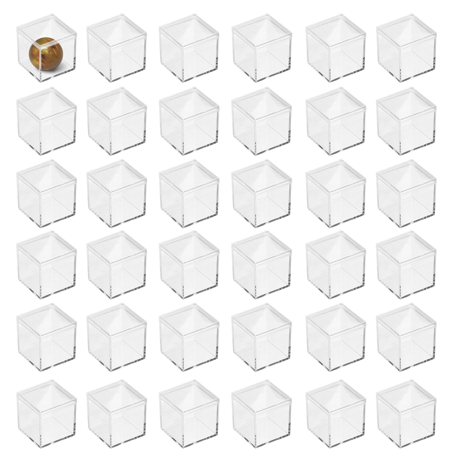 40 Pack Clear Square Acrylic Display Box with Lid(1.3 x 1.3 x 1.3 Inch)