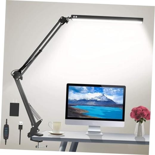 LED Desk Lamp for Home,Office,Reading,Adjustable Eye-Caring Desk Light Black