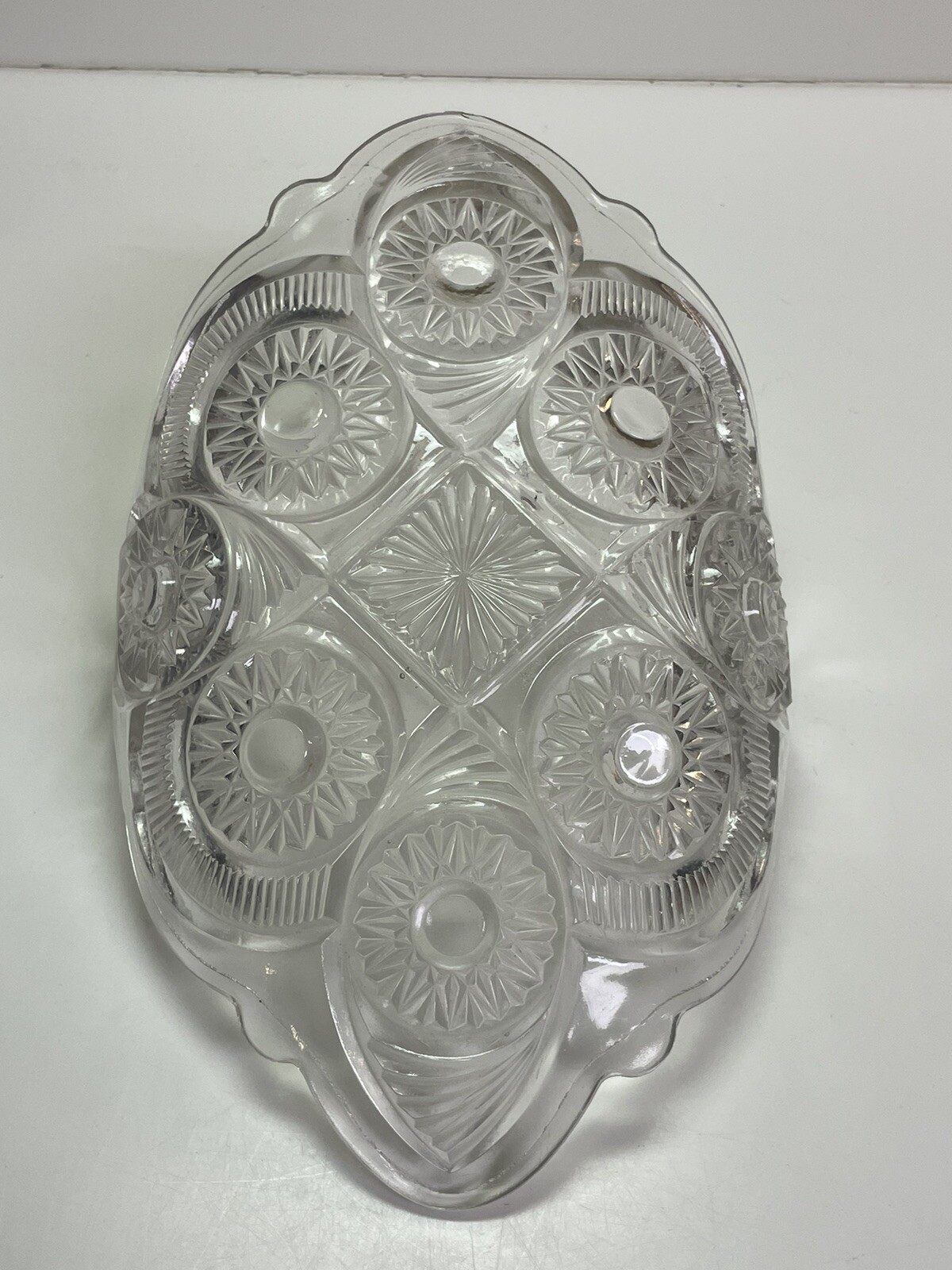 Clear Pressed Glass Square Curved Dish