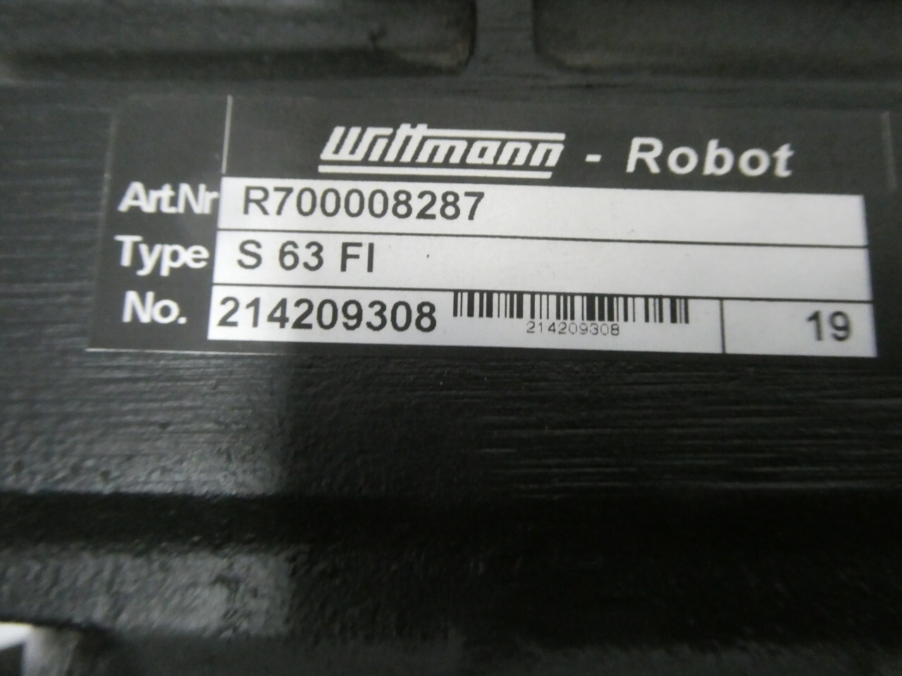 Wittmann R700008287 S63FI Right Angle Gear Reducer