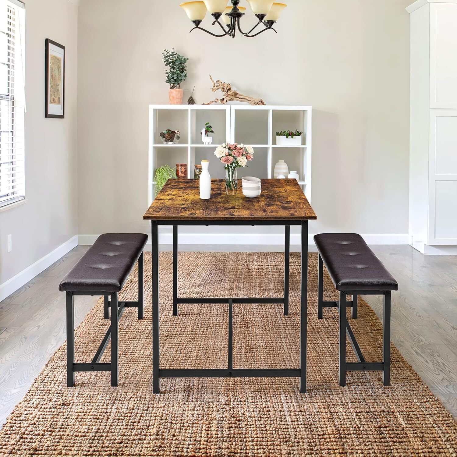 Wood Kitchen Table and Dining Room Table Set, Elegant Kitchen Sets for 2 or 4