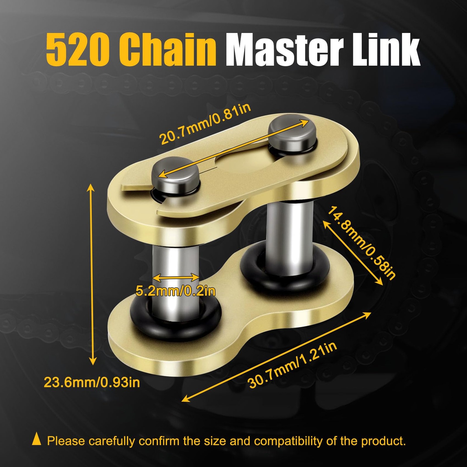 CQSPMOTO #520 Chain Master Link 2 Pack, Gold 520 O-Ring 2 Pack