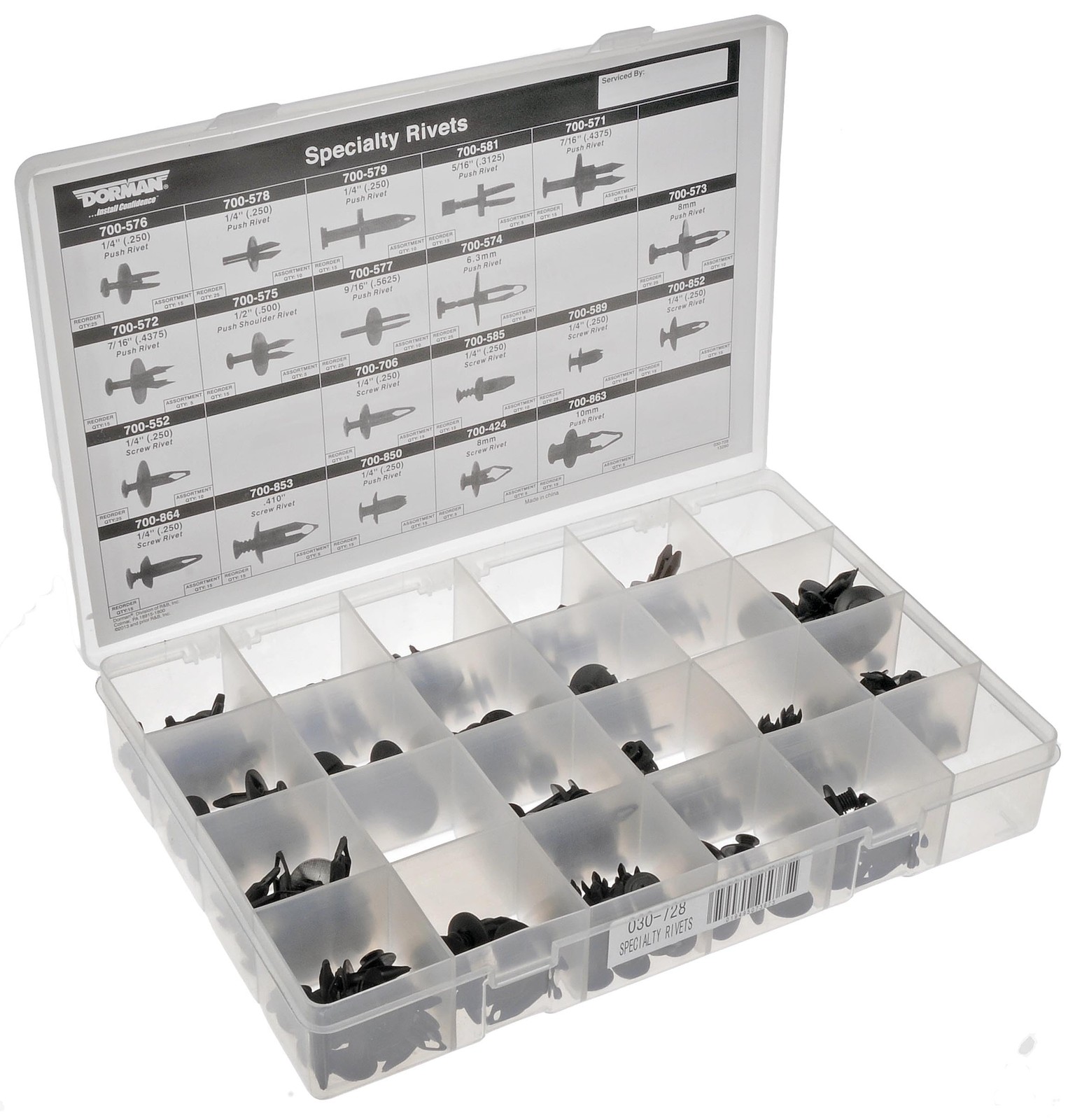 Dorman 030-728 Body Retainer Tech Tray - Push-in/Screw-in Retainers, Black