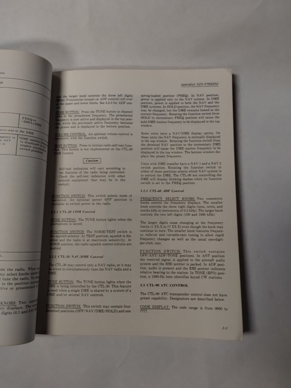 Collins CTL- ( ) Controls Instruction Book 523-0769247-00111A-Original