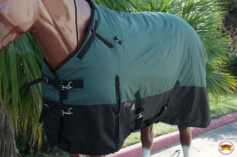 Hilason 1200D Turnout Light Winter Waterproof Horse Sheet Hunter Green