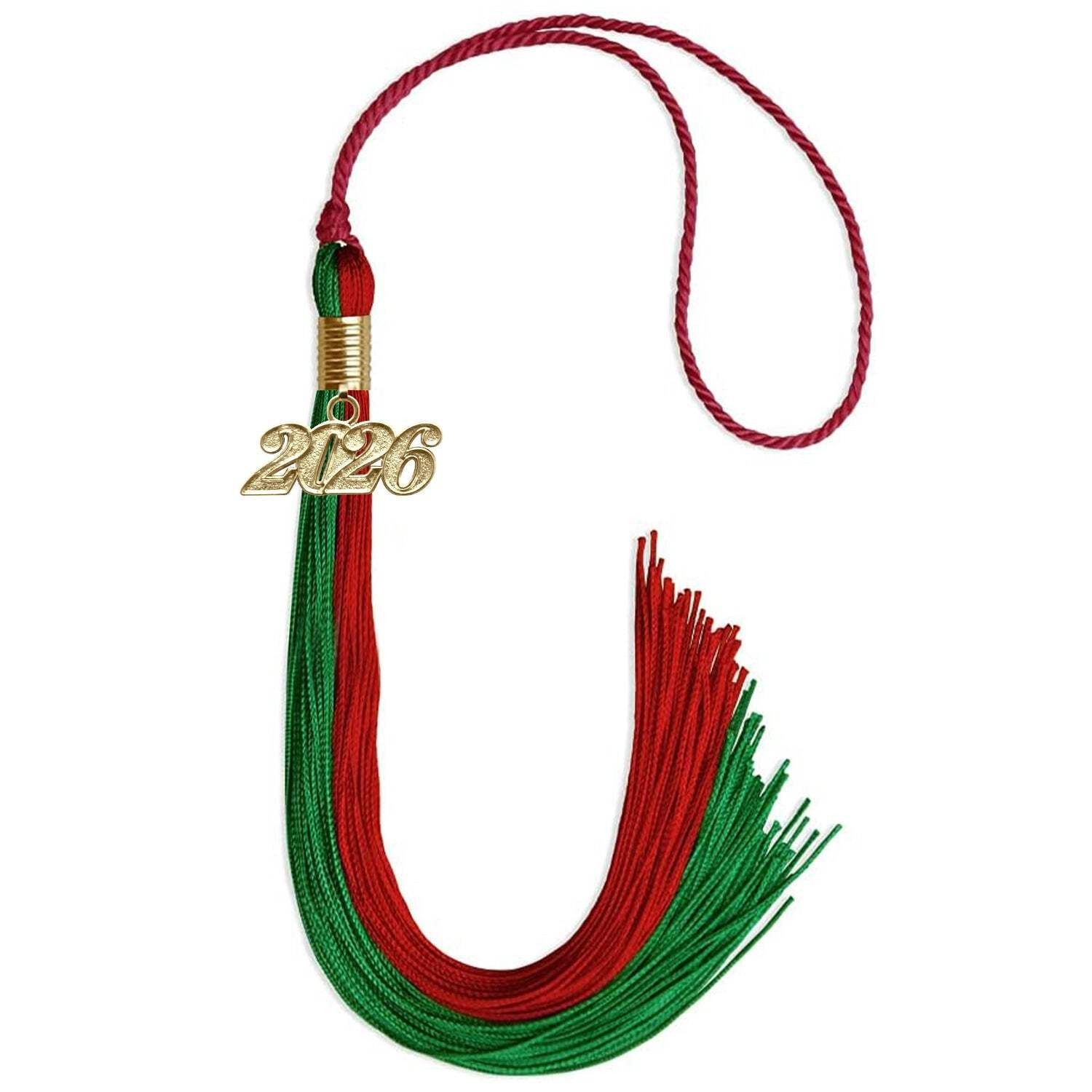 Endea Graduation Green/Red Tassel With Gold Date Drop