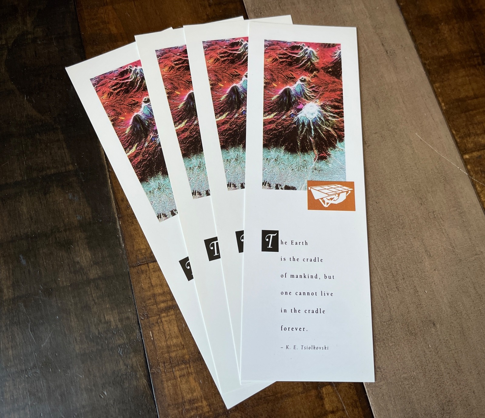 Lot of 4 VTG NASA JPL Bookmark w/ Radar Image of Kliuchevskoi Volcano (1990s)