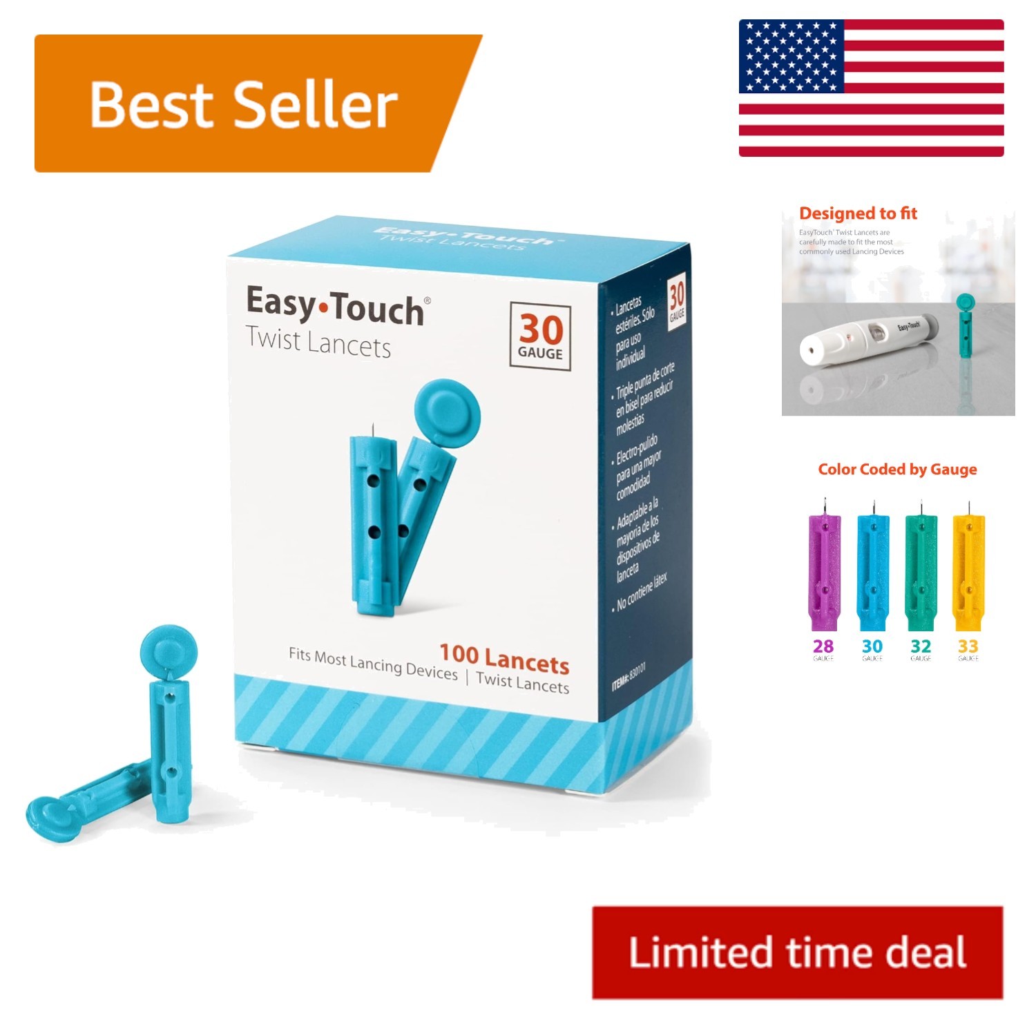 Twist Lancets 30G (100 Count) - Comfort & Precision for Secure Diabetes Testing