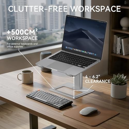 Adjustable Laptop Stand for Desk, Computer Stand, Ergonomic Laptop Silver